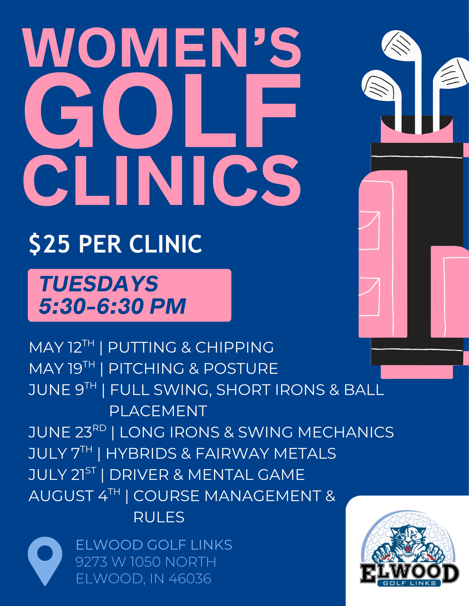 women's golf clinics at elwood golf links in elwood indiana