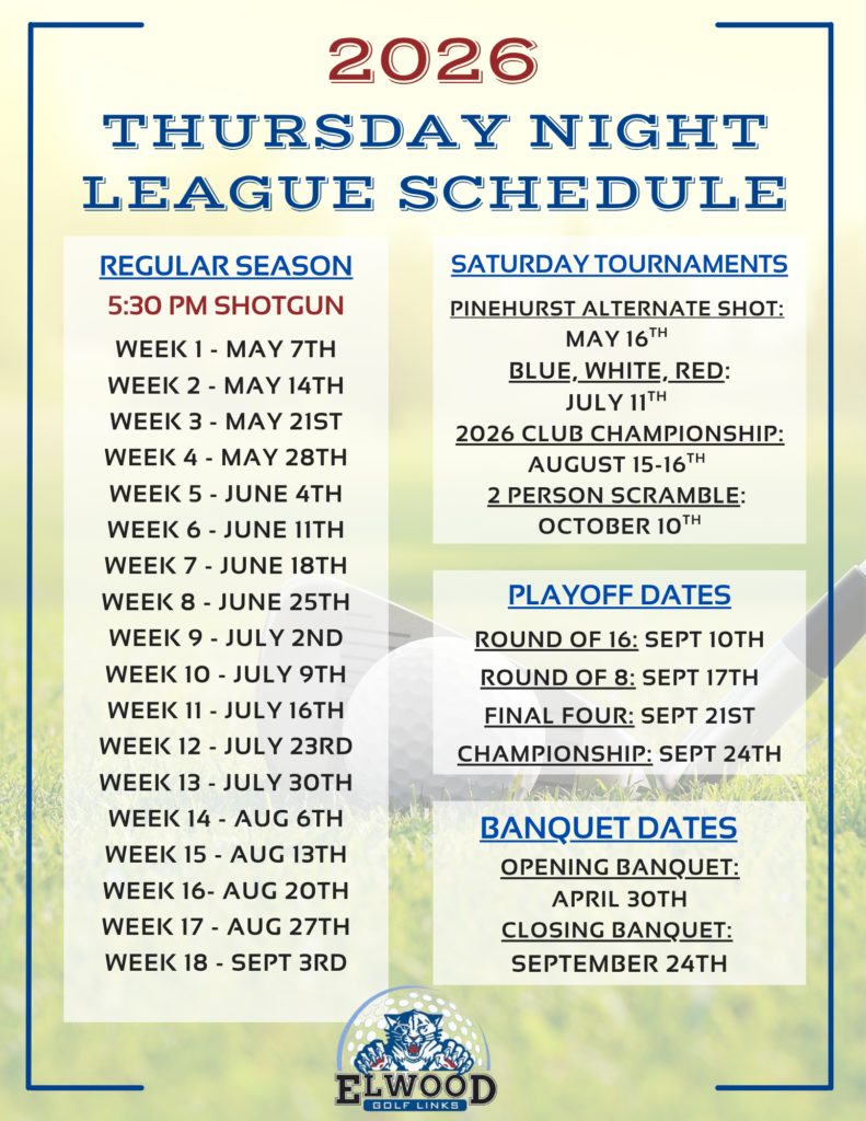 Elwood Golf Links Thursday Night League Schedule 2026