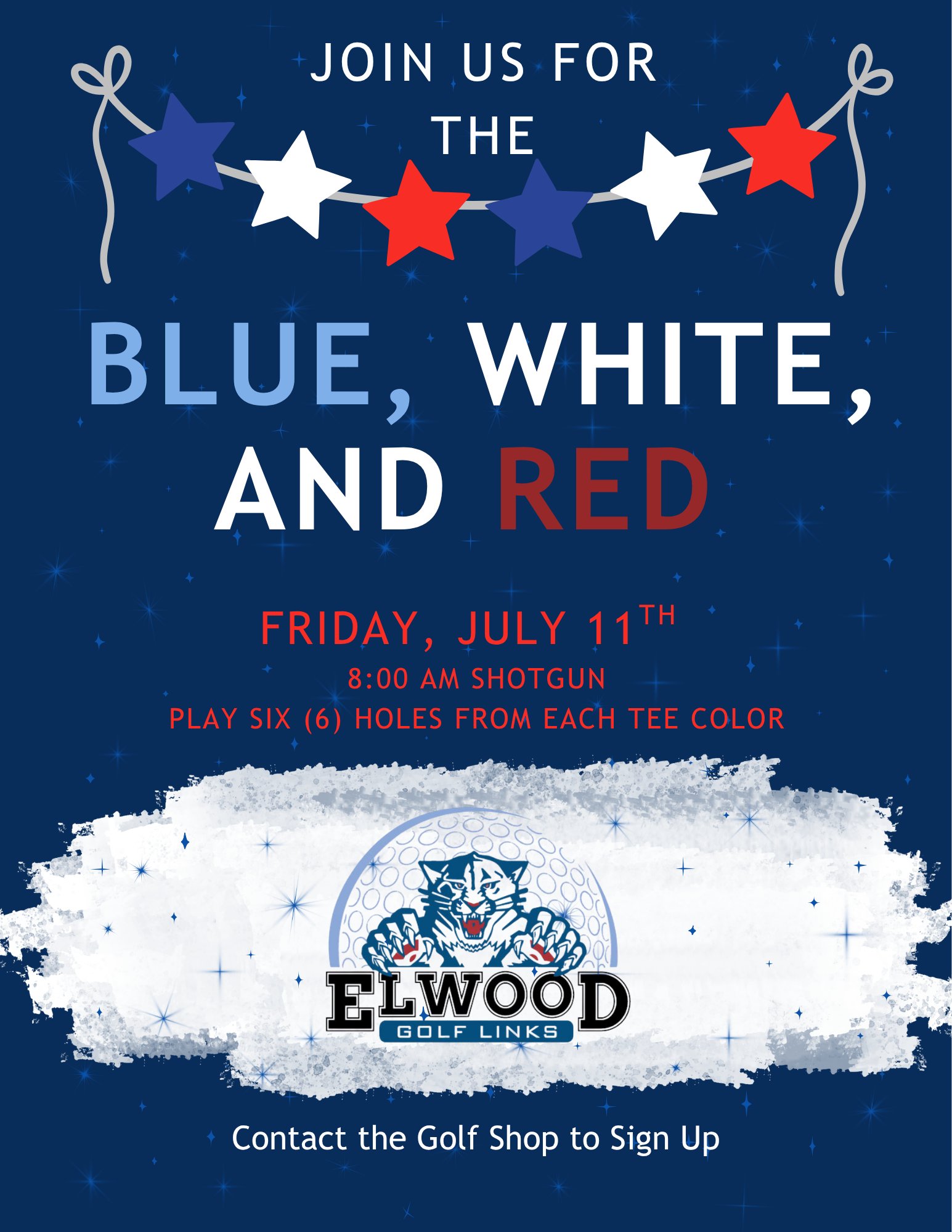 Blue White and Red Tournament Play Different Tees at Elwood Golf Links