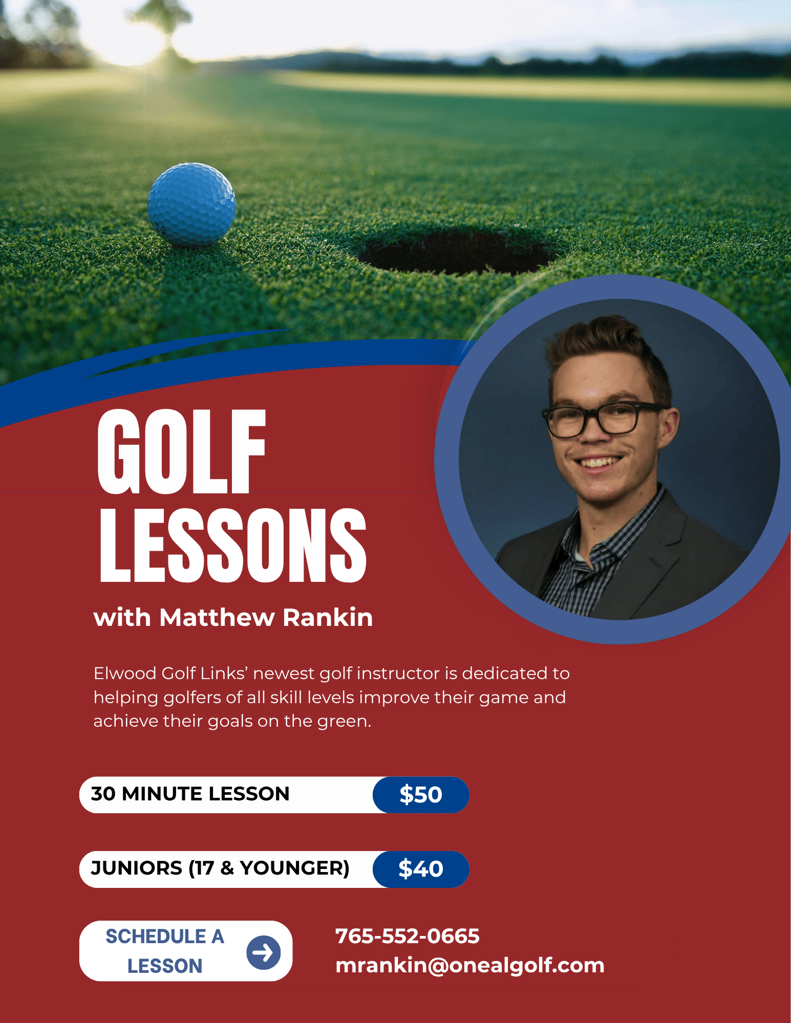 Matthew Rankin Assistant Golf Professional at Elwood Golf Links Lesson Rates